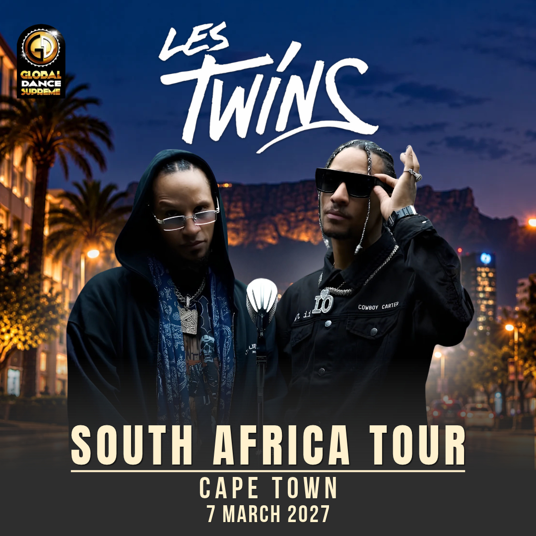 Les Twins – Cape Town – 7 March 2027 Les Twins South Africa Tour poster – Cape Town, 7 March 2027