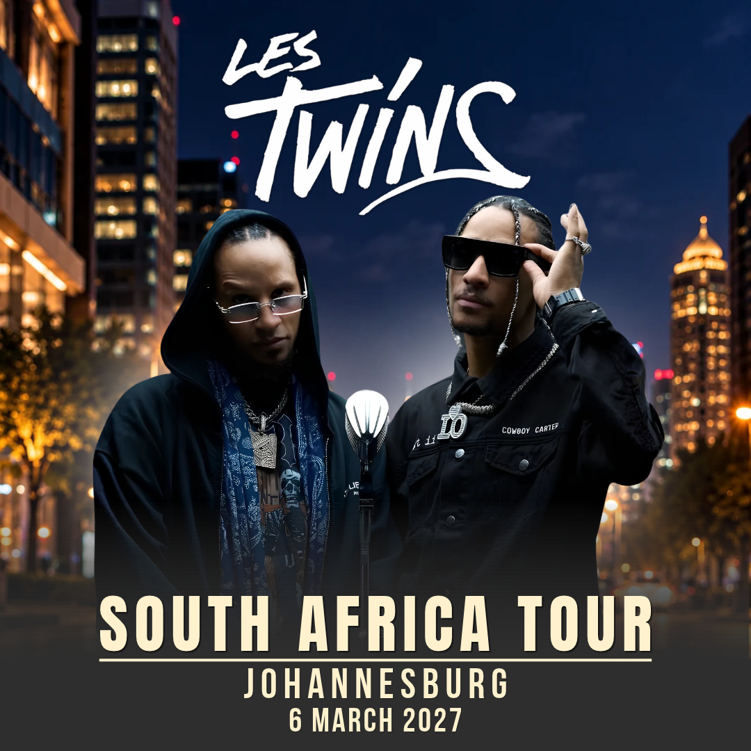 Les Twins – Johannesburg – 6 March 2027 Les Twins South Africa Tour poster – Johannesburg, 6 March 2027